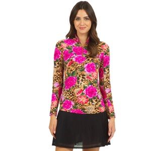 New in original packaging IBKUL Jovanna Print Long Sleeve Mock Neck Top, size M